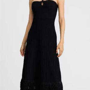 NWT Express Ribbed Halter Sleeveless Fringe Midi Sweater Dress